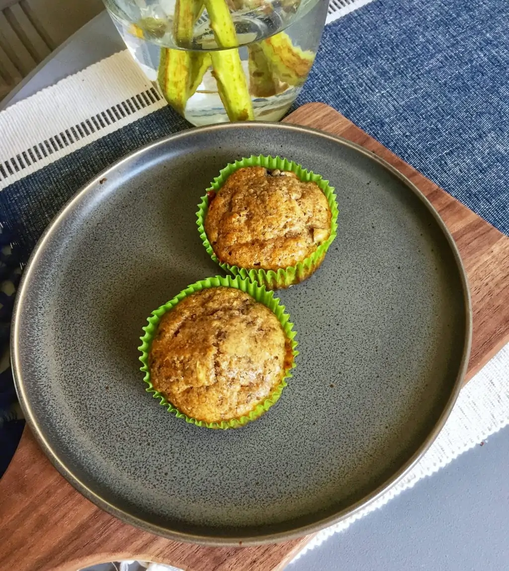 Blueberry Banana Chia Seed Muffins full of fiber and sweetened with only fruit