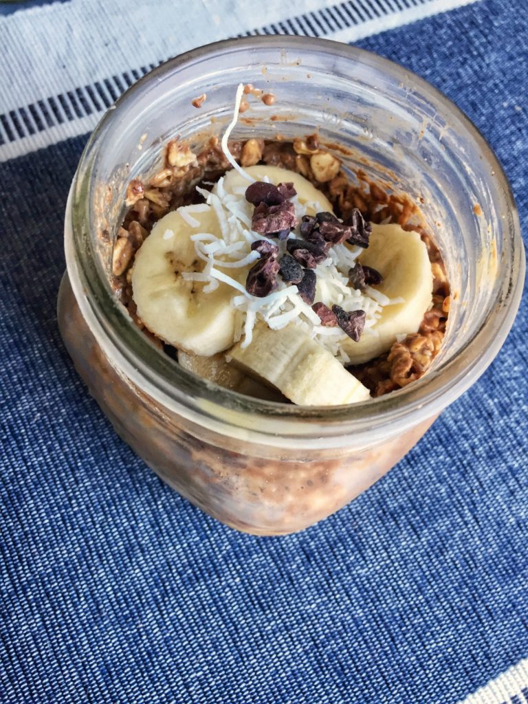 peanut butter cup overnight oats with no added sweetener